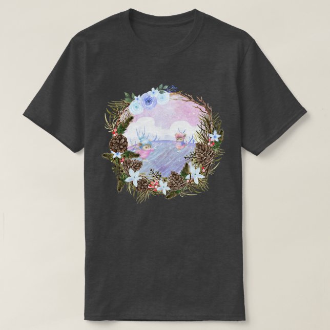 T-shirt Noël Patinage sur glace souris belle conception na (Design devant)