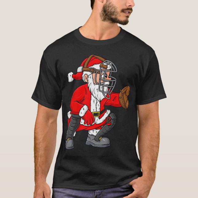 T-shirt Noël Père Noël Capteur de baseball Garçons Filles (Devant)