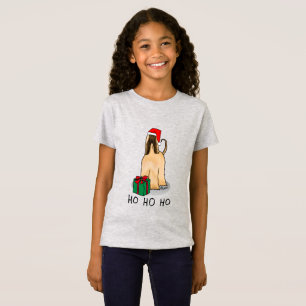 T-Shirt Noël Père Noël Chapeau Afghan Hound Chien Fawn mig