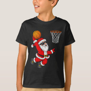 T-shirt Noël Père Noël Dunking A Bysketbyll Boys Ki