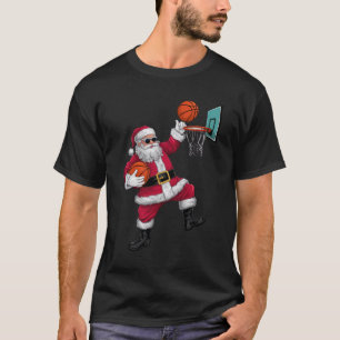 T-shirt Noël Père Noël Dunking Un Basket-ball Noël