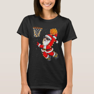 T-shirt Noël Père Noël Dunking Un Bysketbyll Noël Fo
