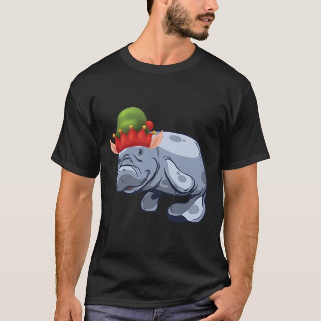 T-shirt Noël Père Noël Elfe Casquette  Vache de mer Manat  (Devant)