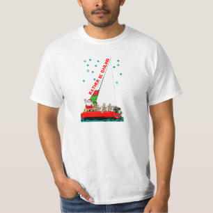T-shirt Noël Père Noël en voilier Je préfère naviguer