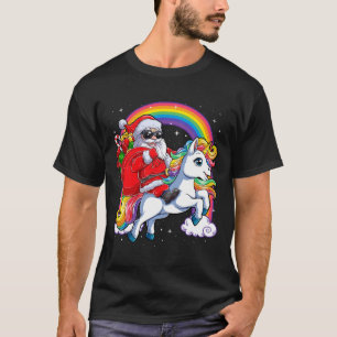 T-shirt Noël Père Noël équitation Unicorne Xmas filles fem