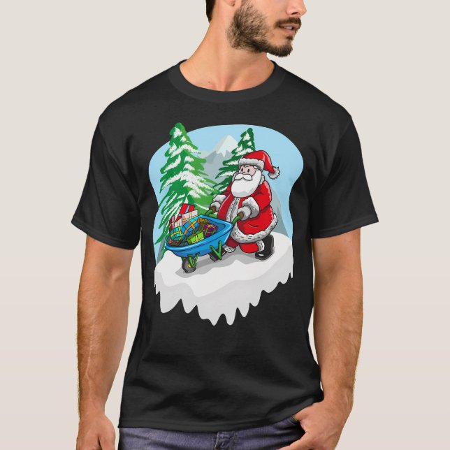 T-shirt Noël Père Noël Et Son Wagon Cadeau (Devant)