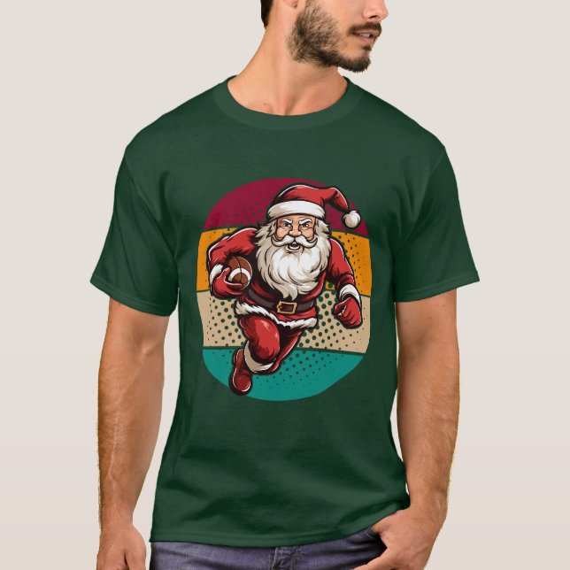 T-shirt noël père Noël football américain (Devant)