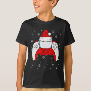 T-shirt Noël Père Noël Gamer Contrôleur Garçons Enfants Ad