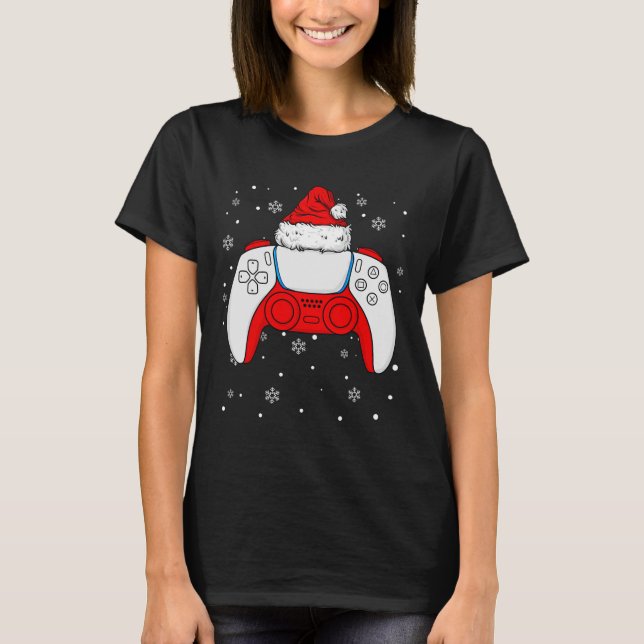 T-shirt Noël Père Noël Gamer Contrôleur Garçons Enfants Ad (Devant)