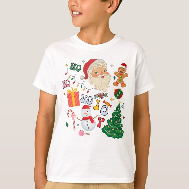 T-shirt Noël Père Noël jolly Ho Ho Ho Top (Devant)