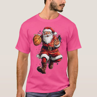 T-shirt Noël Père Noël Jouer aux Noël de basket-ball
