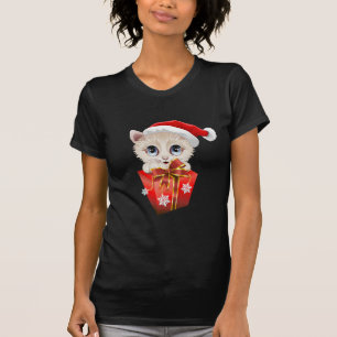 T-shirt Noël Père Noël Kitten avec cadeau