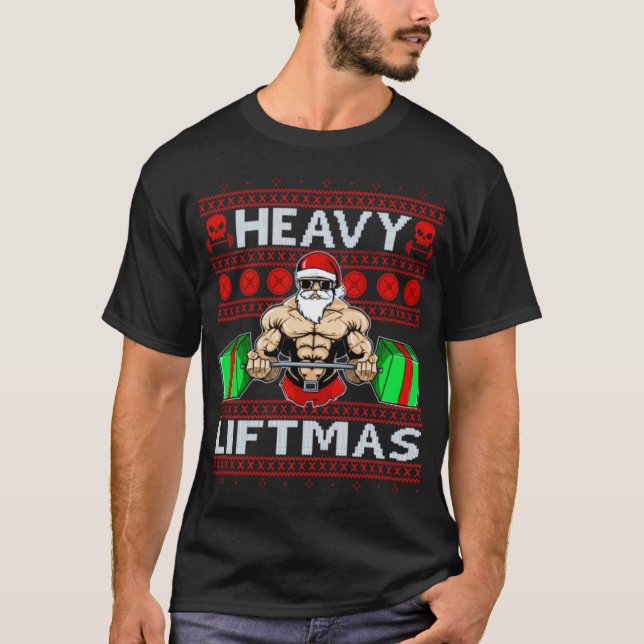 T-shirt Noël Père Noël Lourds Liftmas (Devant)