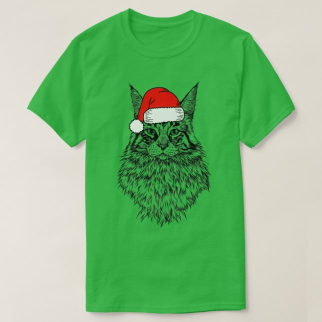T-shirt Noël Père Noël Maine Coon  (Design devant)