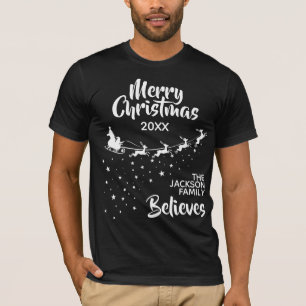 T-shirt Noël Père Noël rennes de traîneau famille de vacan