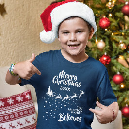 T-shirt Noël Père Noël rennes de traîneau famille de vacan