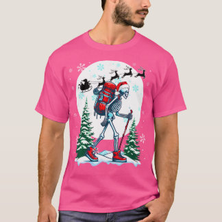 T-shirt Noël Père Noël Skeletons Costume Randonnée Lover F
