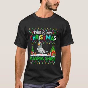 T-shirt Noël Pigeon Noël Noël Noël Santa Hat Pyjama Chemis