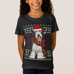 T-Shirt Noël Porté Collie Chien Santa Hat Vilain Noël