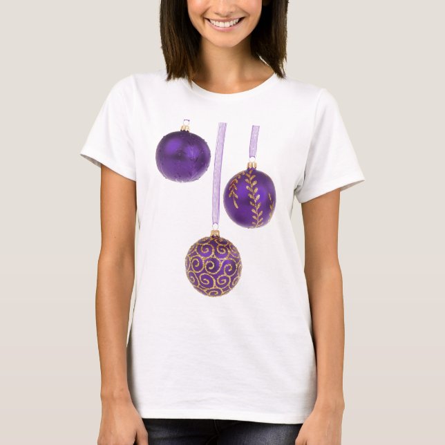 T-shirt Noël pourpre de lavande d'améthyste de Winterberry (Devant)