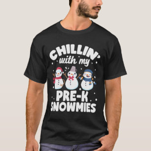 T-shirt Noël Pré-K Enseignant Cute Chillin Avec Mon Pré-K