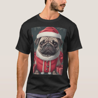 T-shirt Noël pug noir