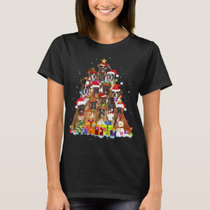 T-shirt Noël Pyjama Boxe Arbre Noël Chien Chien Chien Chie