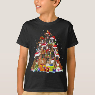 T-shirt Noël Pyjama Boxe Arbre Noël Chien Chien Chien Chie