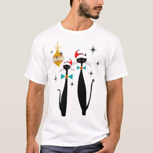 T-shirt Noël Rétro Chat Cool Moderne du Milieu du Siècle 