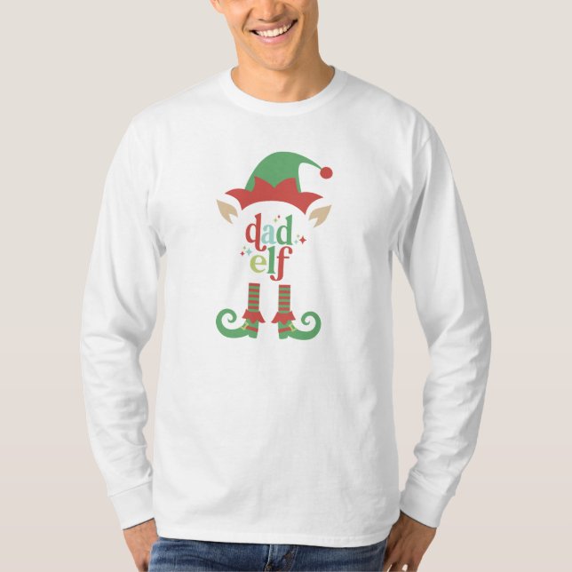 T-shirt Noël Retro Pastel | Papa Elf | Famille (Devant)