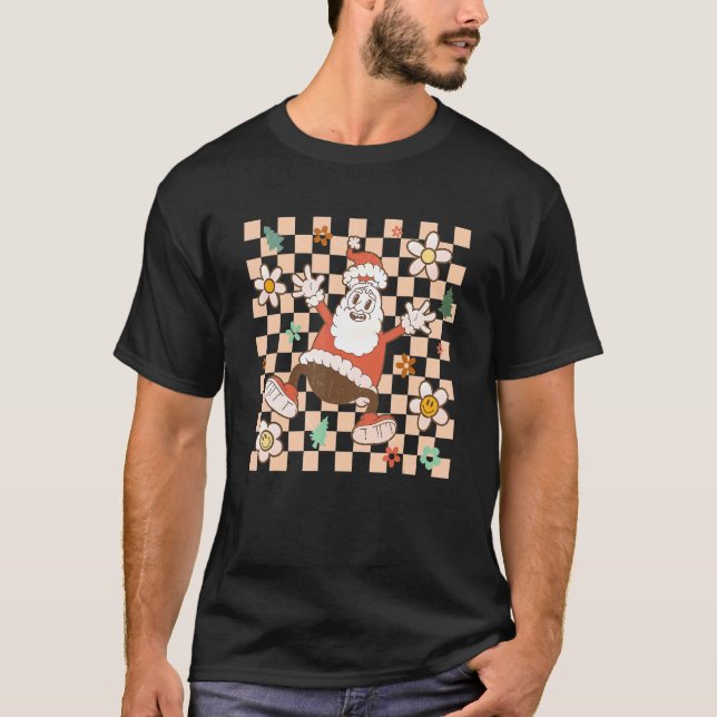 T-shirt Noël rétro Santa Claus À damiers flux Super (Devant)