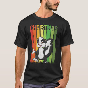 T-shirt Noël Rétro Skunk Mignon Groupe Assorti Xmas Hol