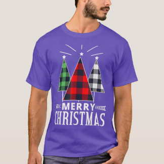 T-shirt Noël Rouge Vert Plaid Père Noël Tree Noël Noël