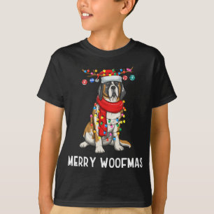 T-shirt Noël Saint Bernard Dog Feux de Vacances Joyeux W