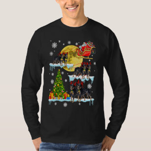 T-shirt Noël Santa à cheval sur Pinscher miniature arbre L
