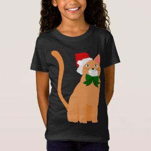 T-Shirt noël santa claus casquette orange chat