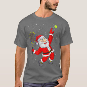 T-shirt Noël Santa Claus Jouer Tennis Drôle Tennis
