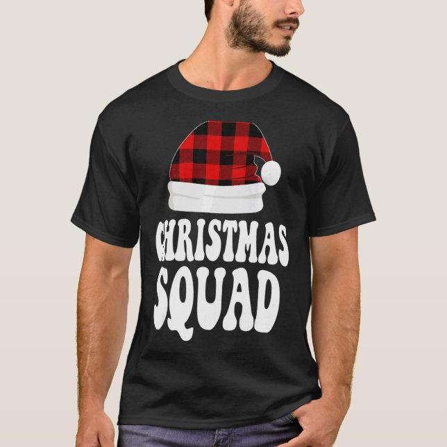 T-shirt Noël Santa Claus Rouge Plaid Noël Squ (Devant)