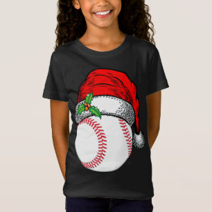 T-Shirt Noël Santa Hat Baseball Sport Drôle Cadeau
