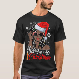 T-shirt Noël Santa Hat Black African Girl American X