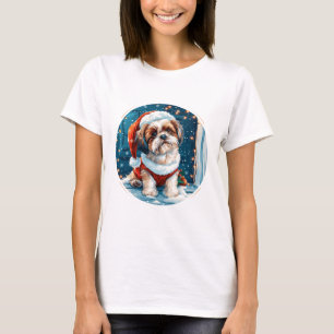 T-shirt Noël Shih Tzu Père Noël Chien