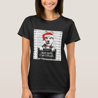 T-shirt Noël Sibérien Husky Lover Santa Hat Chien Noël