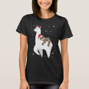 T-shirt Noël Sloth équitation Llama Père Noël Funny Pyjama