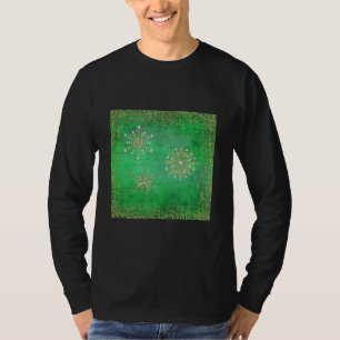 T-shirt Noël Snowflakes Parties scintillant verte et or
