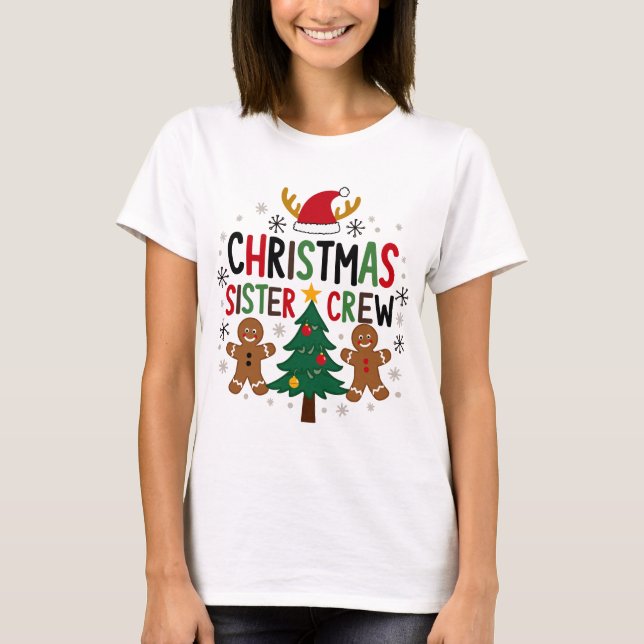 T-shirt Noël Soeur Crew Festive pain d'épices Amis (Devant)