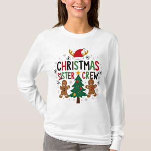 T-shirt Noël Soeur Crew Festive pain d'épices Amis