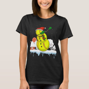 T-shirt Noël Softball Bat Snowman Père Noël Snowflake