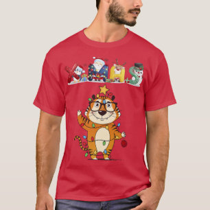 T-shirt Noël Tigre Face Arbre Neige T Pyjama Noël 2021