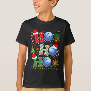 T-shirt Noël Tree Bowling Ho Ho Ho Père Noël Lights Noël