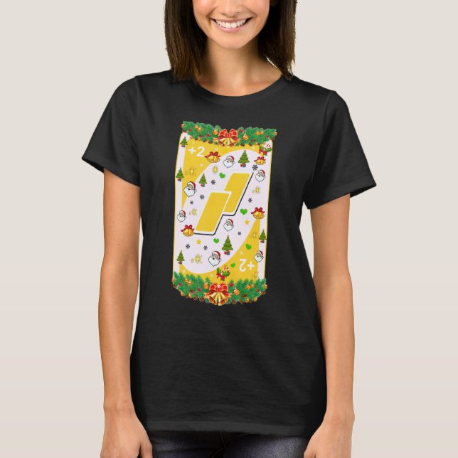 T-shirt Noël Uno Cartes Xmas Tree Père Noël Wreath Snowfla (Devant)